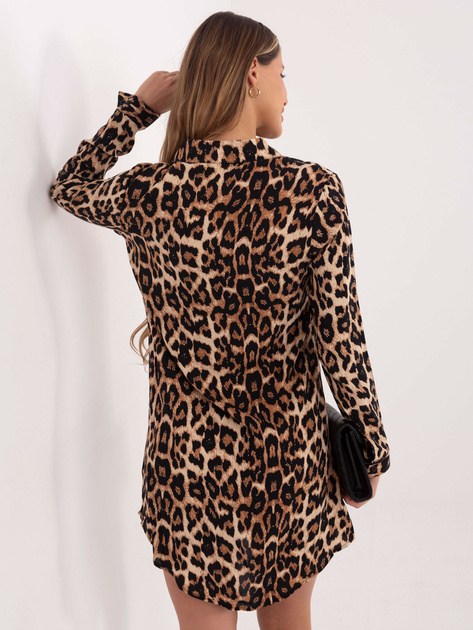 Brązowo-czarna sukienka w cętki Debora RUE PARIS