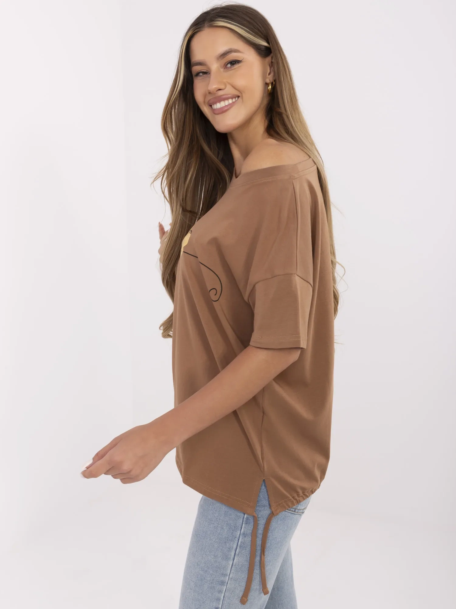 T-shirt jasny brązowy