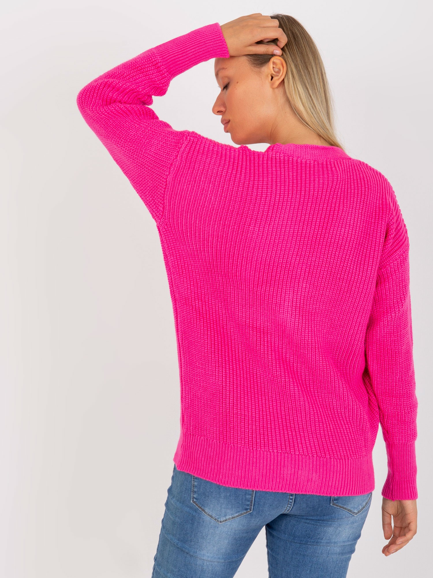 Hurt Fluo różowy sweter rozpinany z zapięciem na guziki RUE PARIS 