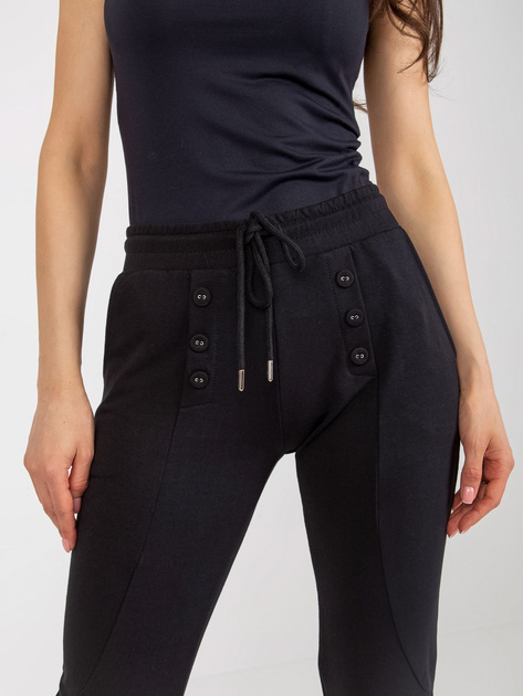 Hurtownia Czarne bawełniane spodnie dresowe do kostki