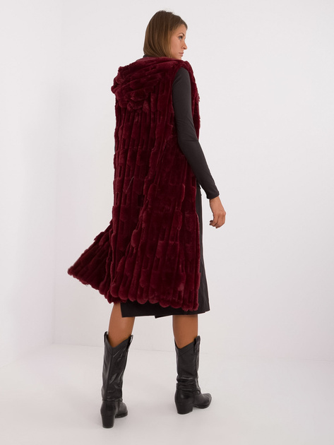 Hurtownia Bordowa zimowa kamizelka futrzana z zapięciem