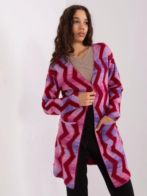Hurt Różowy kardigan w geometryczne wzory