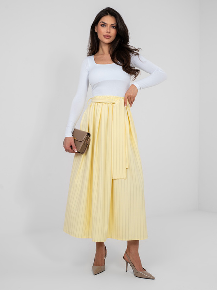 Pastelowa żółta garniturowa spódnica w paski