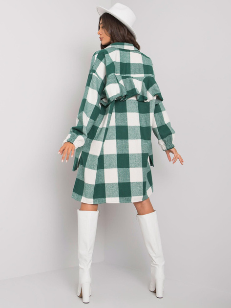 Zielono-biała długa koszula w kratę Amerie