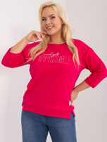 Hurt Fuksjowa bluzka plus size z rękawem 3/4