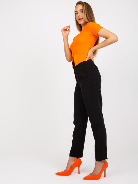 Hurtownia online Czarne spodnie z materiału z wysokim stanem