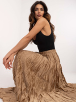 Hurt Camelowa elegancka spódnica z gniecionej tkaniny