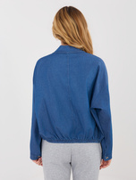 Niebieska jeansowa koszula ze ściągaczem na dole