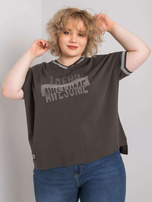 Ciemna khaki bluzka plus size z aplikacją Billi