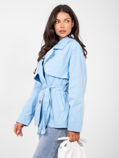 Jasnoniebieski przejściowy płaszcz z paskiem RUE PARIS