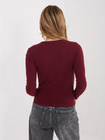 Bordowa rozpinana bluzka basic z bawełny 