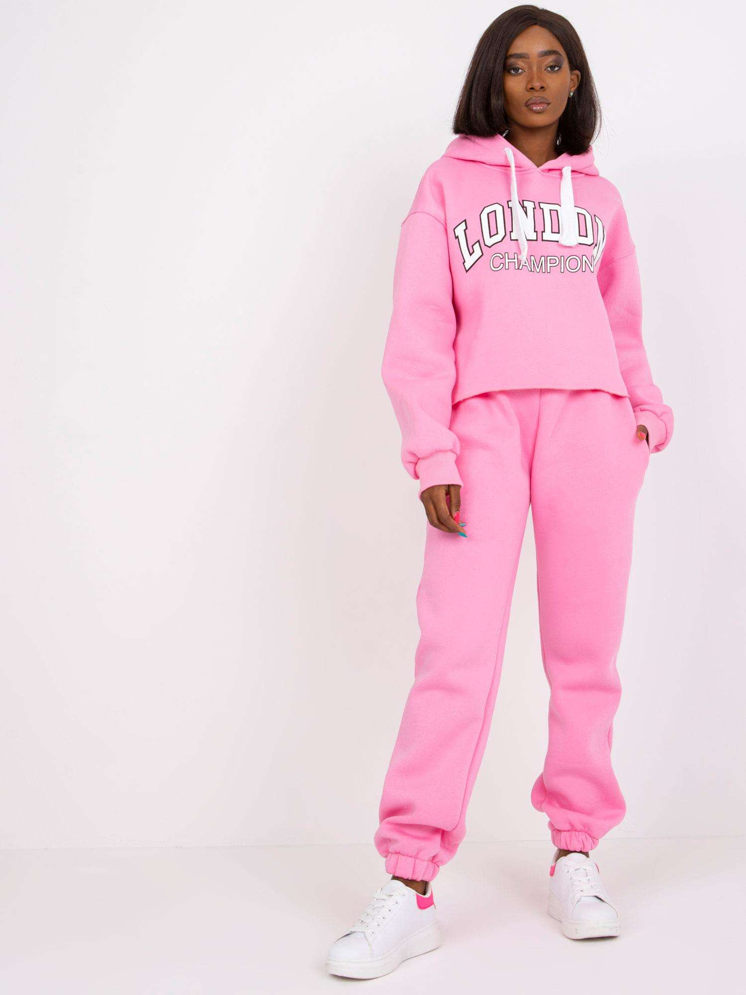 Pink Hooded Sweatsuit Set Laraina