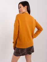 Hurt Musztardowy sweter z warkoczami z wiskozą