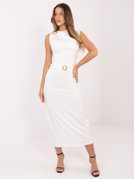 Ecru wieczorowa sukienka bez rękawów RUE PARIS