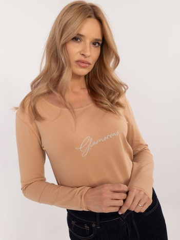 Hurt Camelová dámská blůza longsleeve s vyšíváním.