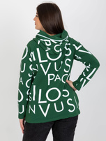 Hurt Ciemnozielona bluza plus size z kapturem i nadrukiem 
