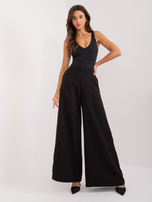 Hurtownia Czarne spodnie materiałowe z szeroką nogawką