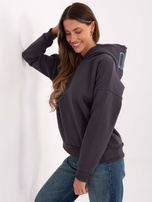 Grafitowa damska bluza oversize z kapturem 