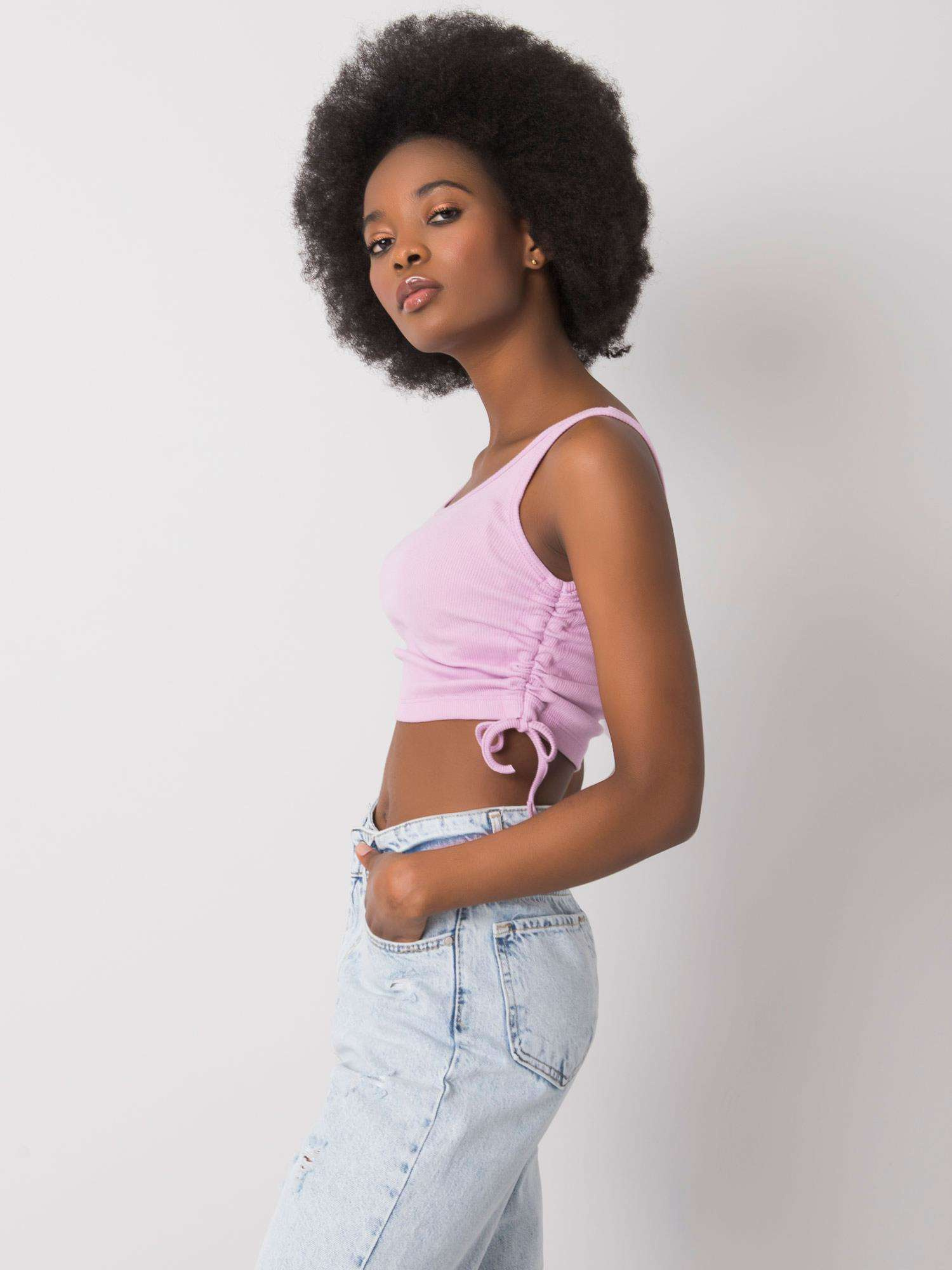 Jasnofioletowy crop top ze ściągaczami Loretta RUE PARIS
