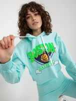 Hurt Miętowy komplet casualowy z bluzą i kolarkami