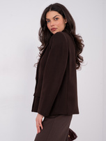 Czekoladowy dwurzędowy płaszcz z podszewką