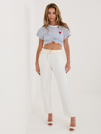 Ecru sztruksowe spodnie ze zwężaną nogawką