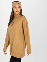 Großhandel Camelowy lockerer Pullover mit hohem Kragen RUE PARIS.