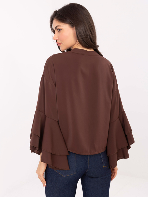 Brązowa koszula z rękawem typu dzwon RUE PARIS