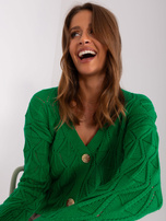 Hurt Zielony ażurowy sweter rozpinany RUE PARIS