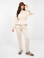 Beżowy dresowy komplet ze ściąganą talią RUE PARIS