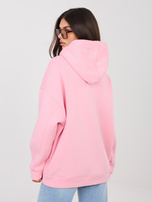 Pastelowa różowa dresowa bluza basic z kapturem RUE PARIS 