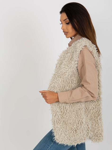 Hurt Beżowa kamizelka futrzana z podszewką Sybille