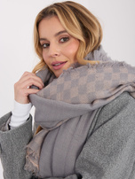 Szaro-jasnoróżowy damski szal z wełną