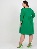 Hurt Zielona rozkloszowana sukienka plus size z bawełny