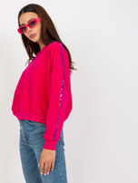 Hurt Fuksjowa krótka bluza bez kaptura z cekinami RUE PARIS 