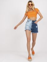 Niebieskie szorty jeansowe ombre z wysokim stanem RUE PARIS