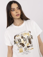 Ecru bawełniana bluzka z rozcięciami 