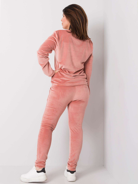 Brudnoróżowy welurowy komplet plus size Jeanne