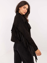 Czarna zamszowa kurtka w stylu westernowym