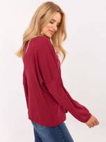 Bordowa bawełniana bluzka z dżetami