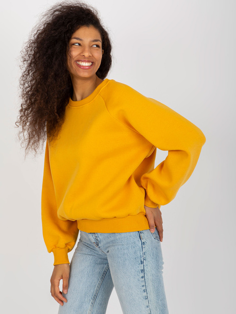 Hurt Ciemnożółta dresowa bluza basic z okrągłym dekoltem