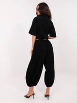 Czarne sztruksowe spodnie z kieszeniami 