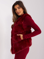 Hurtownia Bordowa asymetryczna kamizelka damska