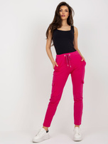 Hurt Fuksjowe damskie spodnie dresowe cargo high waist