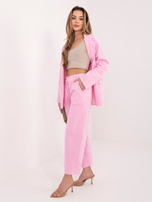 Pastelowe różowe sztruksowe spodnie z nogawką 7/8 RUE PARIS