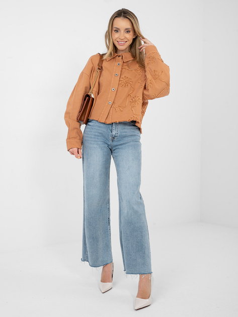 Ceglasta jeansowa kurtka z zapięciem na guziki RUE PARIS