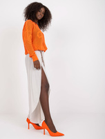 Beżowe zwiewne szerokie spodnie z rozcięciami OCH BELLA 