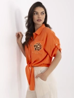 Pomarańczowa muślinowa koszula z wiązaniem