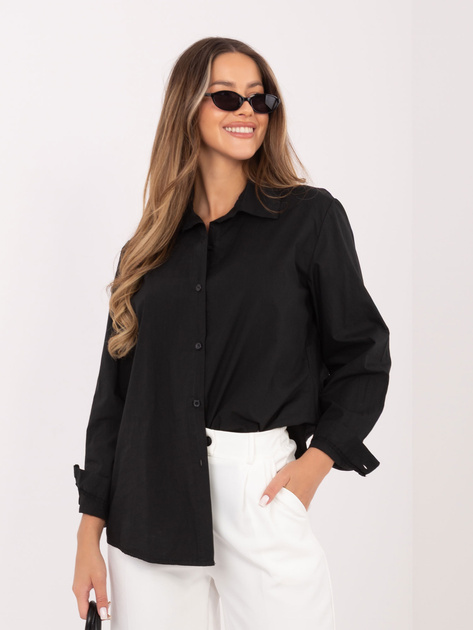 Czarna damska koszula z długim rękawem