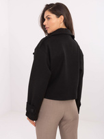 Czarny dwurzędowy płaszcz damski RUE PARIS